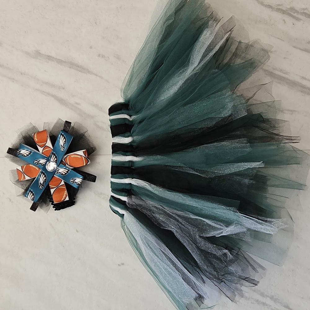 Philadelphia Eagles baby stretch headband bow & Tulle Tutu